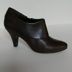 Leather cuffed booties